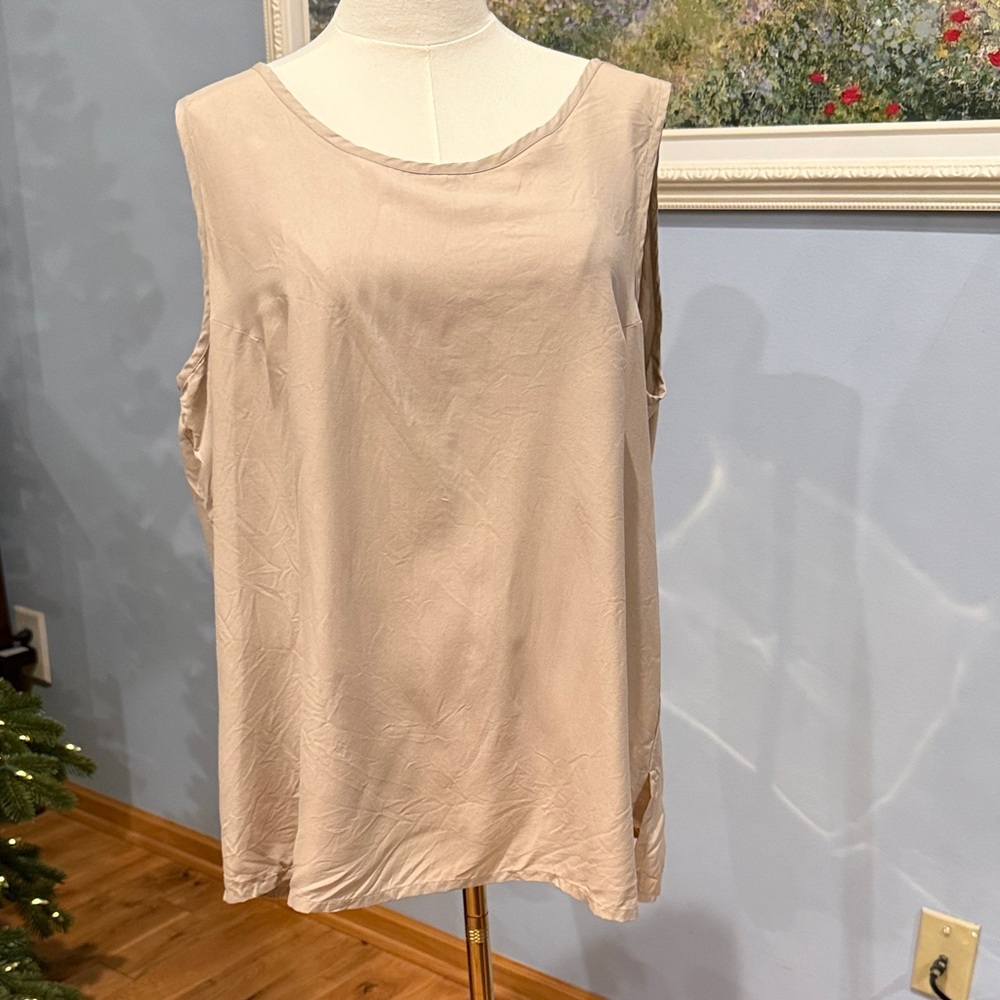 Chic Silk Beige Sleeveless Tank Top